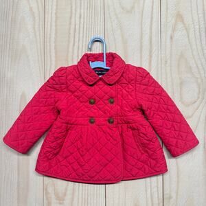 Ralph Lauren Baby Girls 24M Quilted Double-Breasted Coat Jacket Pink